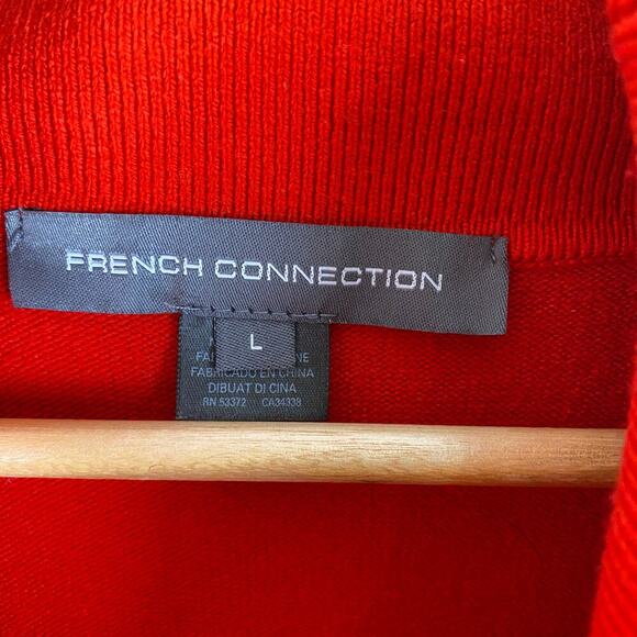 French Connection Cowl Sweater Size Large Red Long Sleeve Tunic Turtleneck - Picture 11 of 13